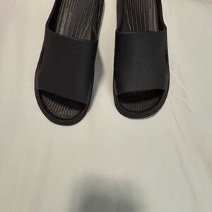 Black Rubber Slide Sandals Casual Pool Shower Slides